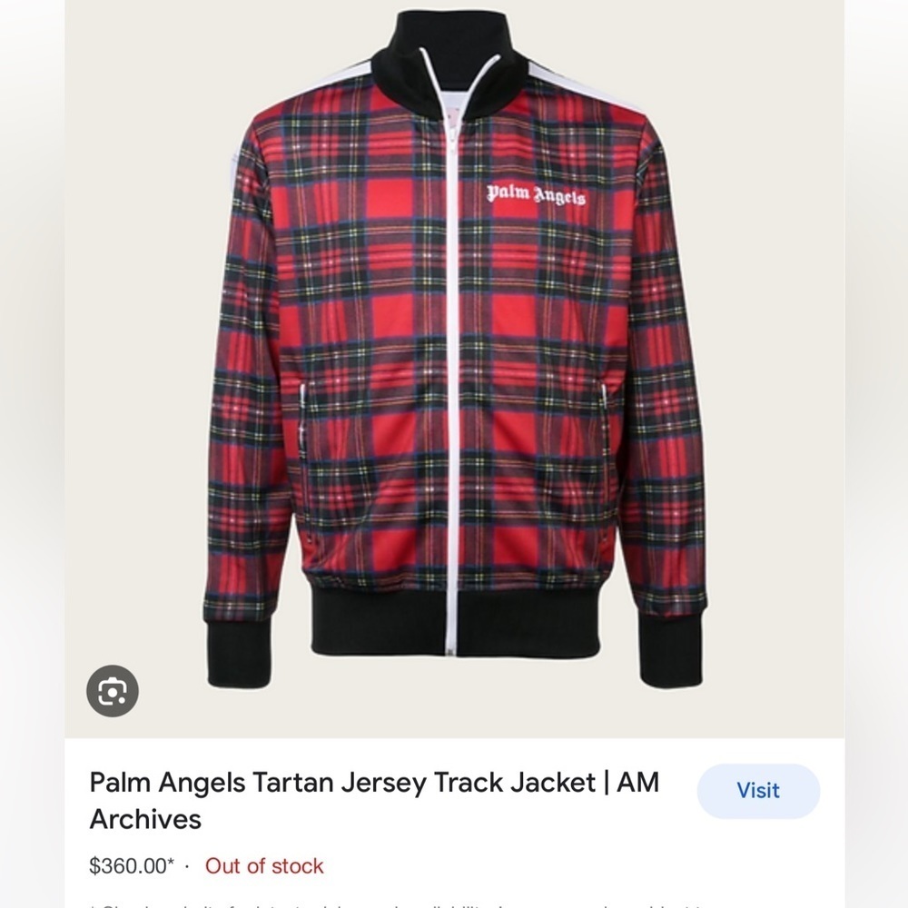 Palm Angels Tartan Jersey Jacket. Size Xxs Good Condition
